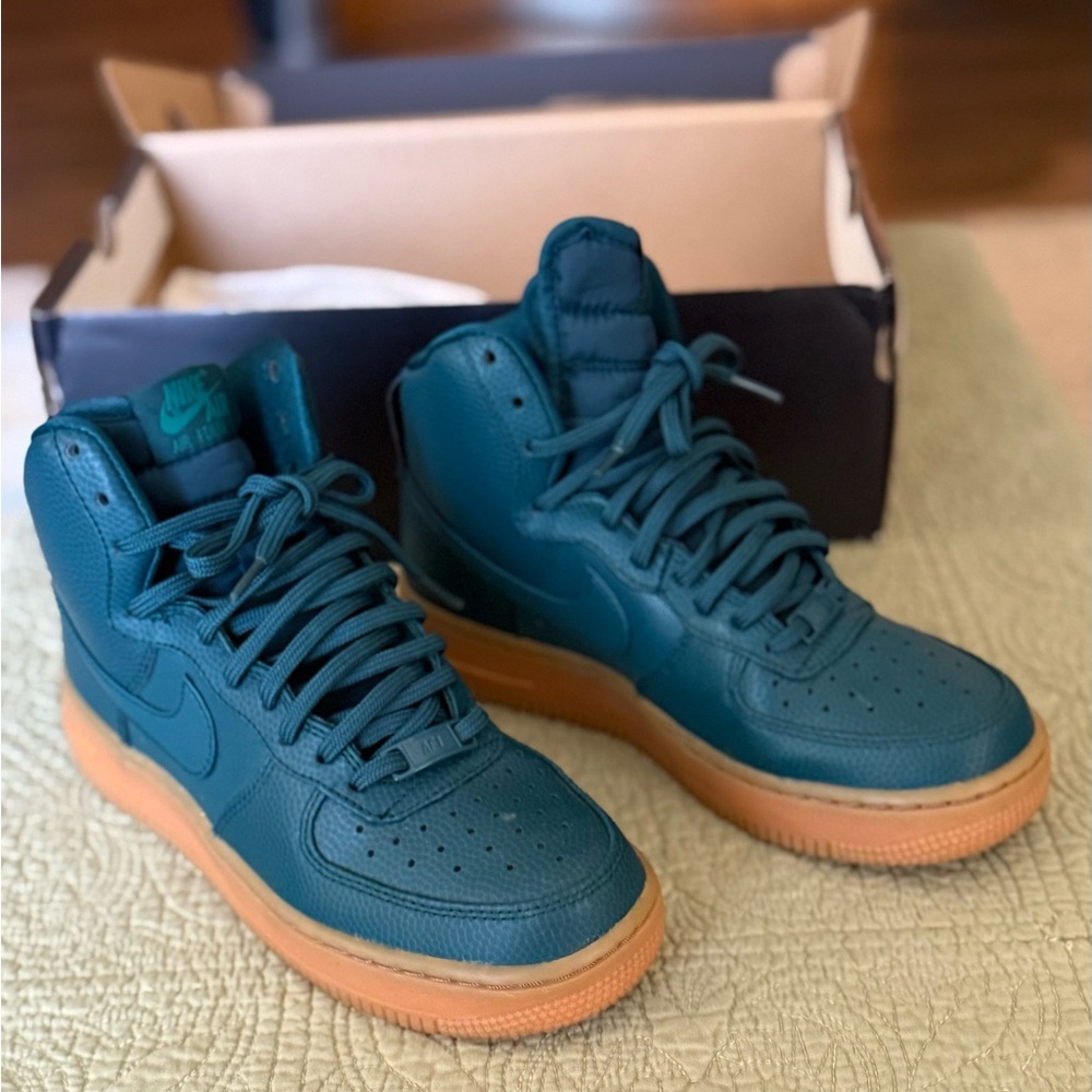 Nike Air Force 1 Dark Teal High-Top Sneakers